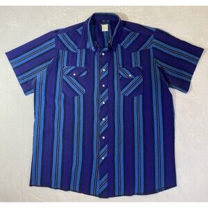 Vintage Pearl Snap Wrangler Western Shirt Cowboy Mens Size 2XLT